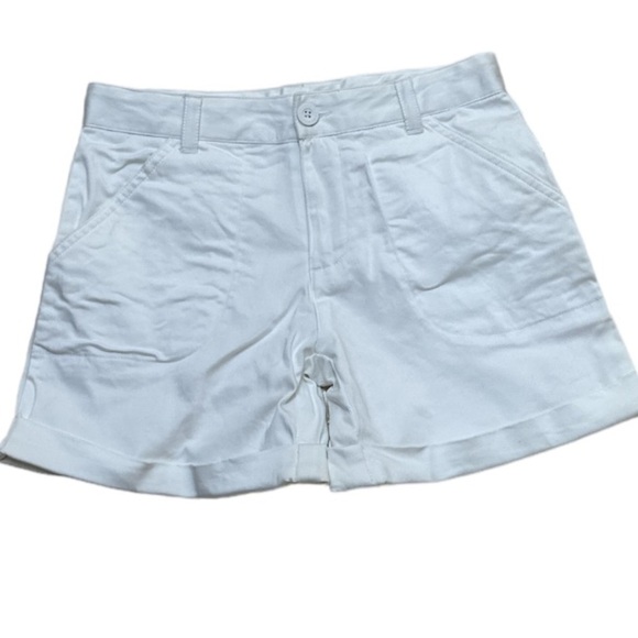 Garb Cuffed White Shorts Zipper Fly Adjustable Elastic Waistband Size 9/10 - Picture 1 of 8